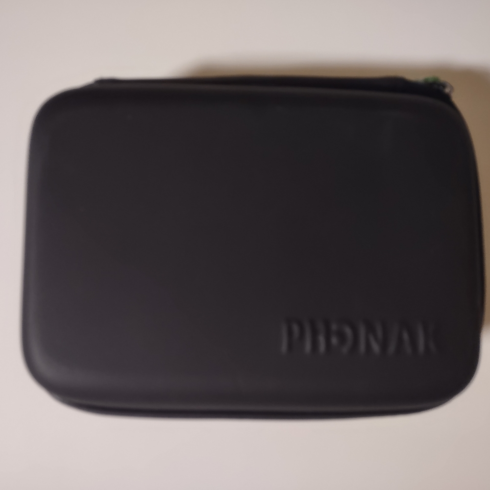 Phonak Hearing Aid Storage Black/Green Hard Soft Travel Clamshell Zip Case Only